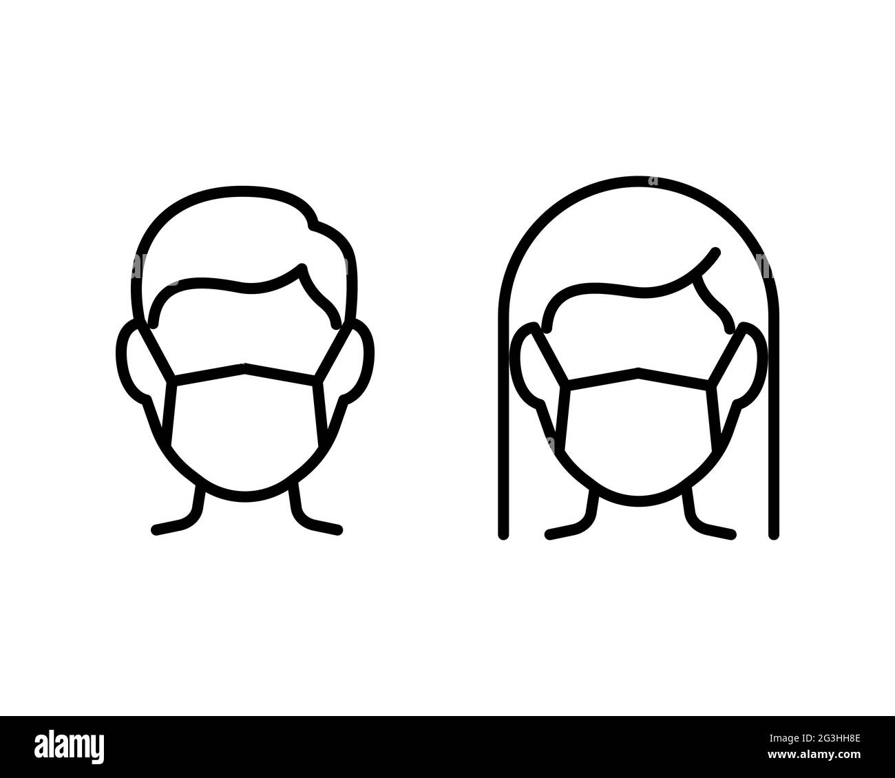 a man and woman wear a mask to avoid Covid-19 icon vector Stock Vector