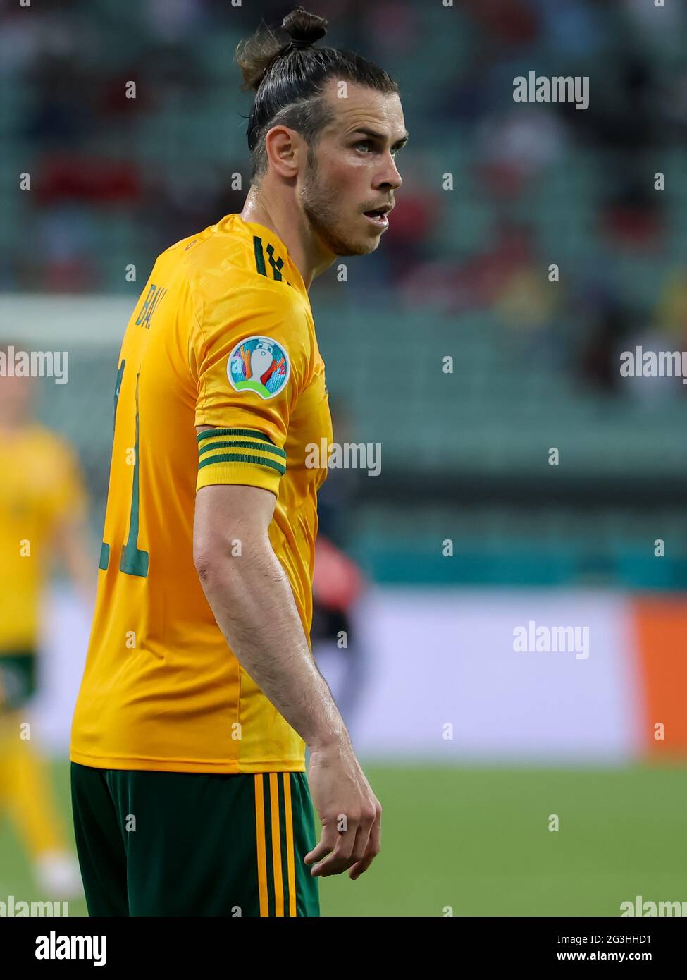 Wales' Gareth Bale during the UEFA Euro 2020 Group A match at the Baku Olympic Stadium in Azerbaijan. Picture date: Wednesday June 16, 2021. Stock Photo