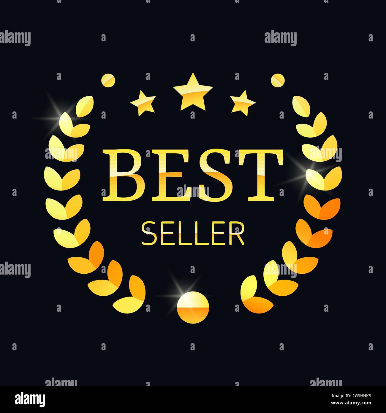 Best seller gold sign label template Royalty Free Vector