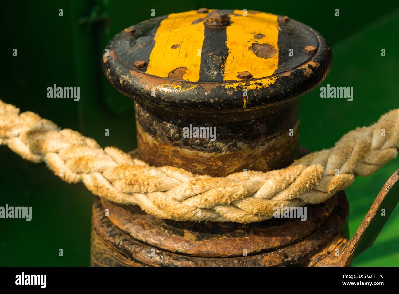 Hong Kong, China, 6 Apr 2019, The mooring rope of a bunkering ship. Stock Photo