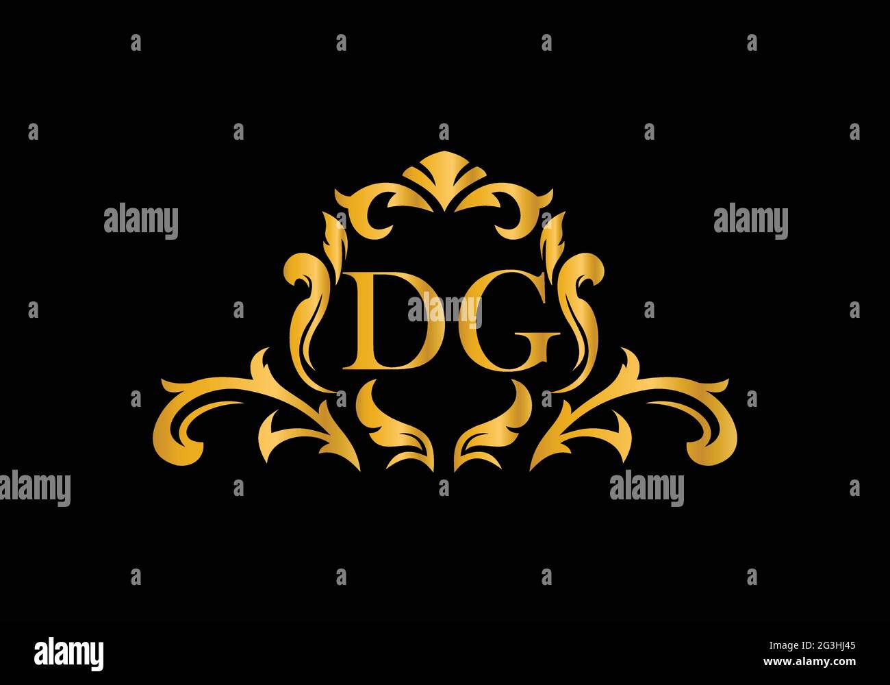Luxury Alphabet letters DG. Golden Floral alphabet . Monogram initials ...