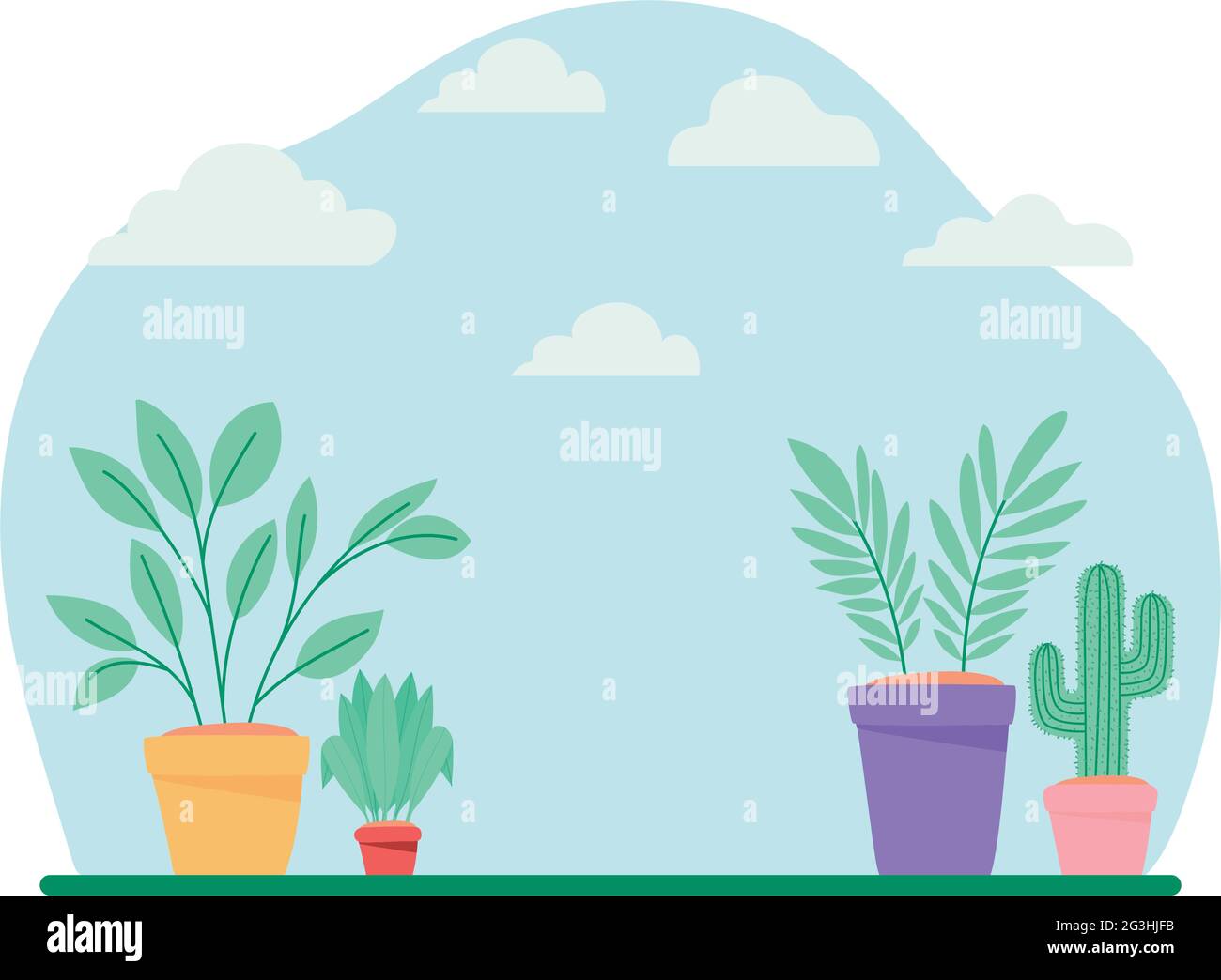 plants over pots Stock Vector Image & Art - Alamy