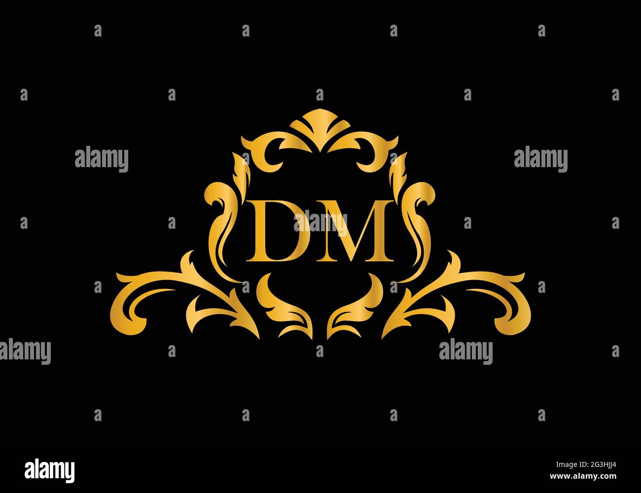 Letter D Golden Flower Monogram Logo Template. Vector Illustration