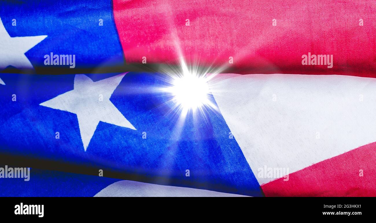Bright spot of light against american flag Stock Photo