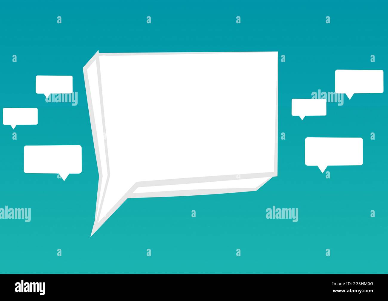 Composition of empty white speech bubbles on blue background Stock ...