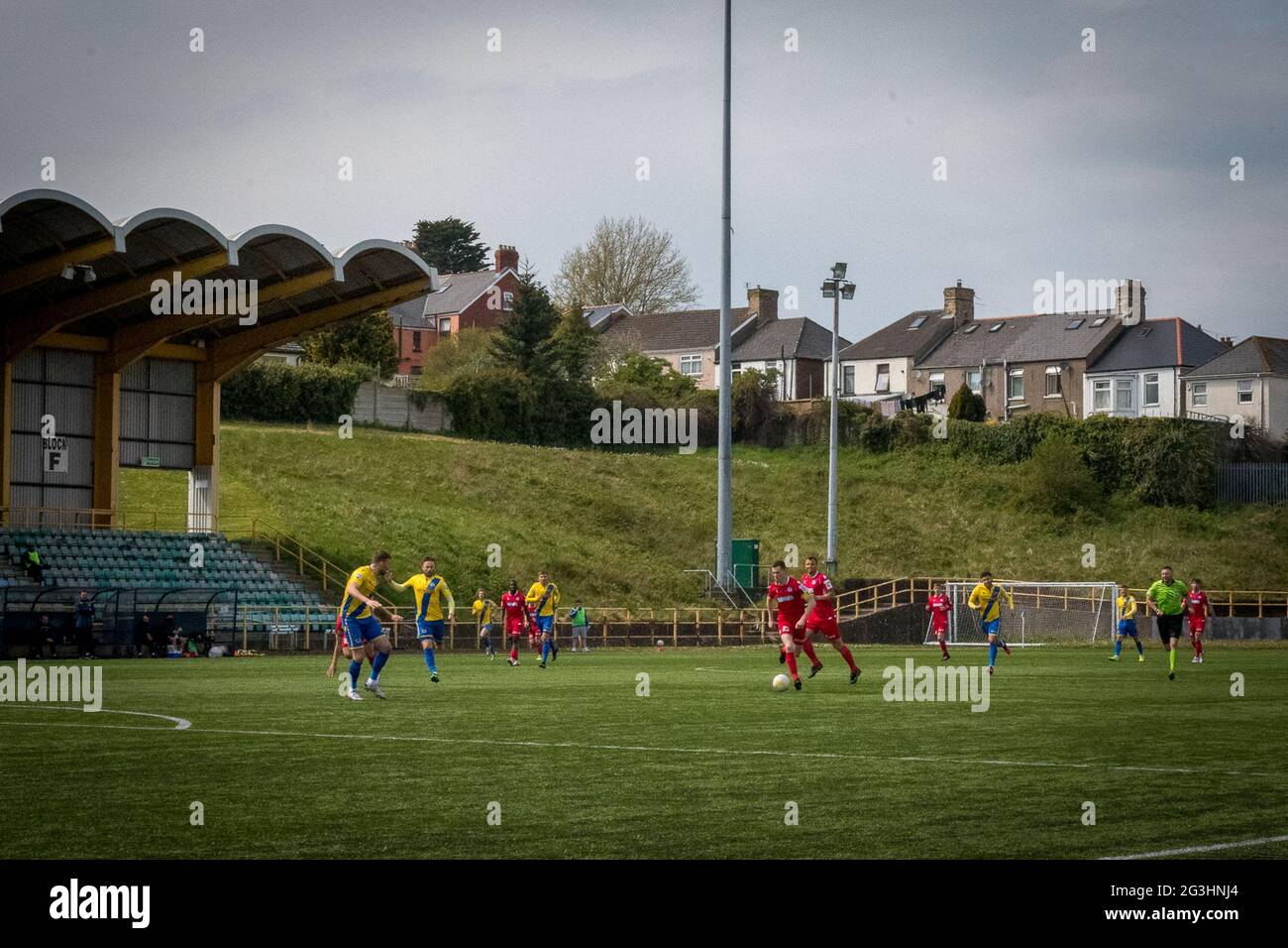 Barry, Wales 01 May 2021. JD Cymru Premier Championship Conference match between Barry Town United and Bala Town, played at Jenner Park. Stock Photo