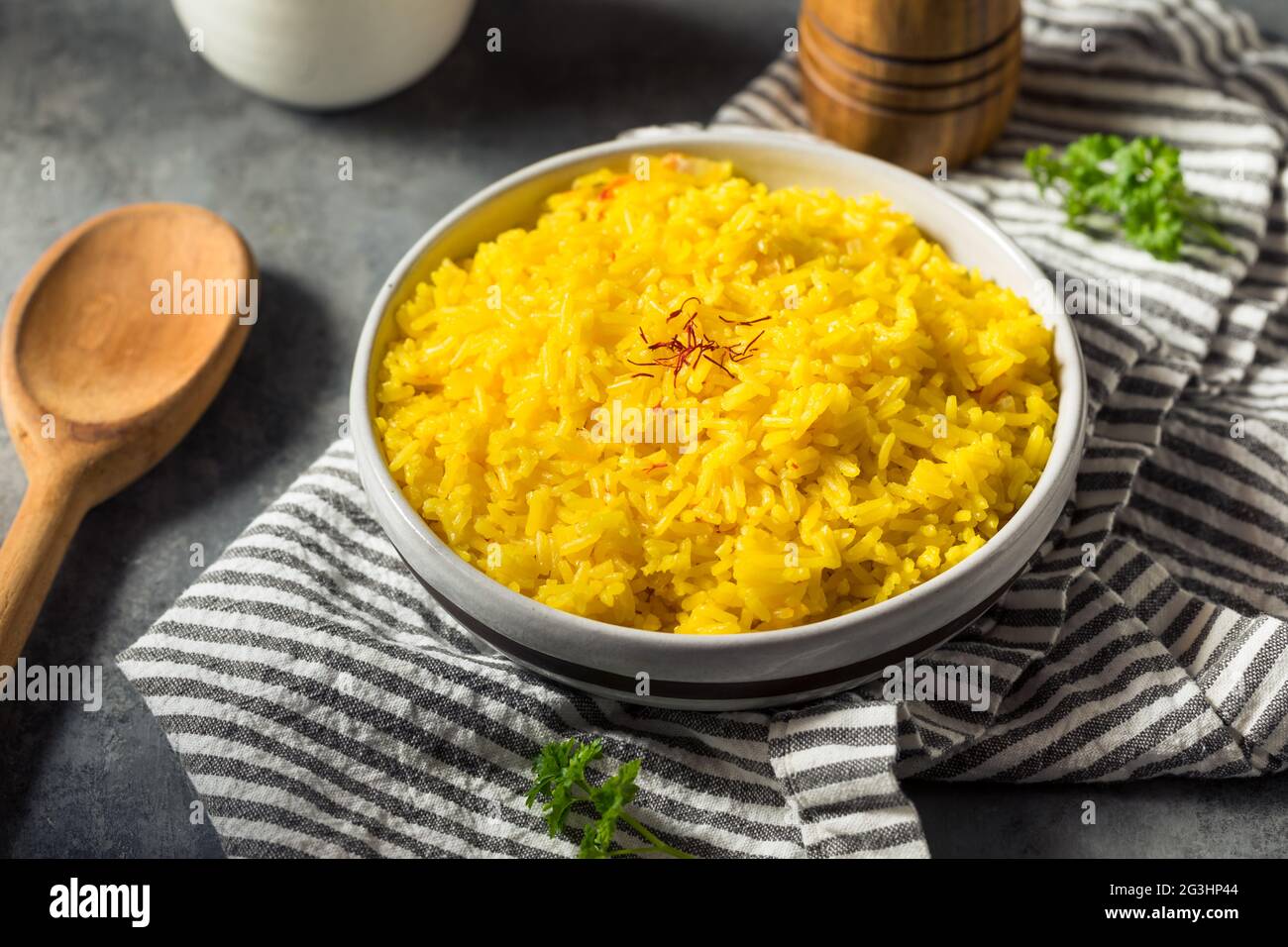 Homemade Healthy Saffron Rice in a Bowl Stock Photo Alamy