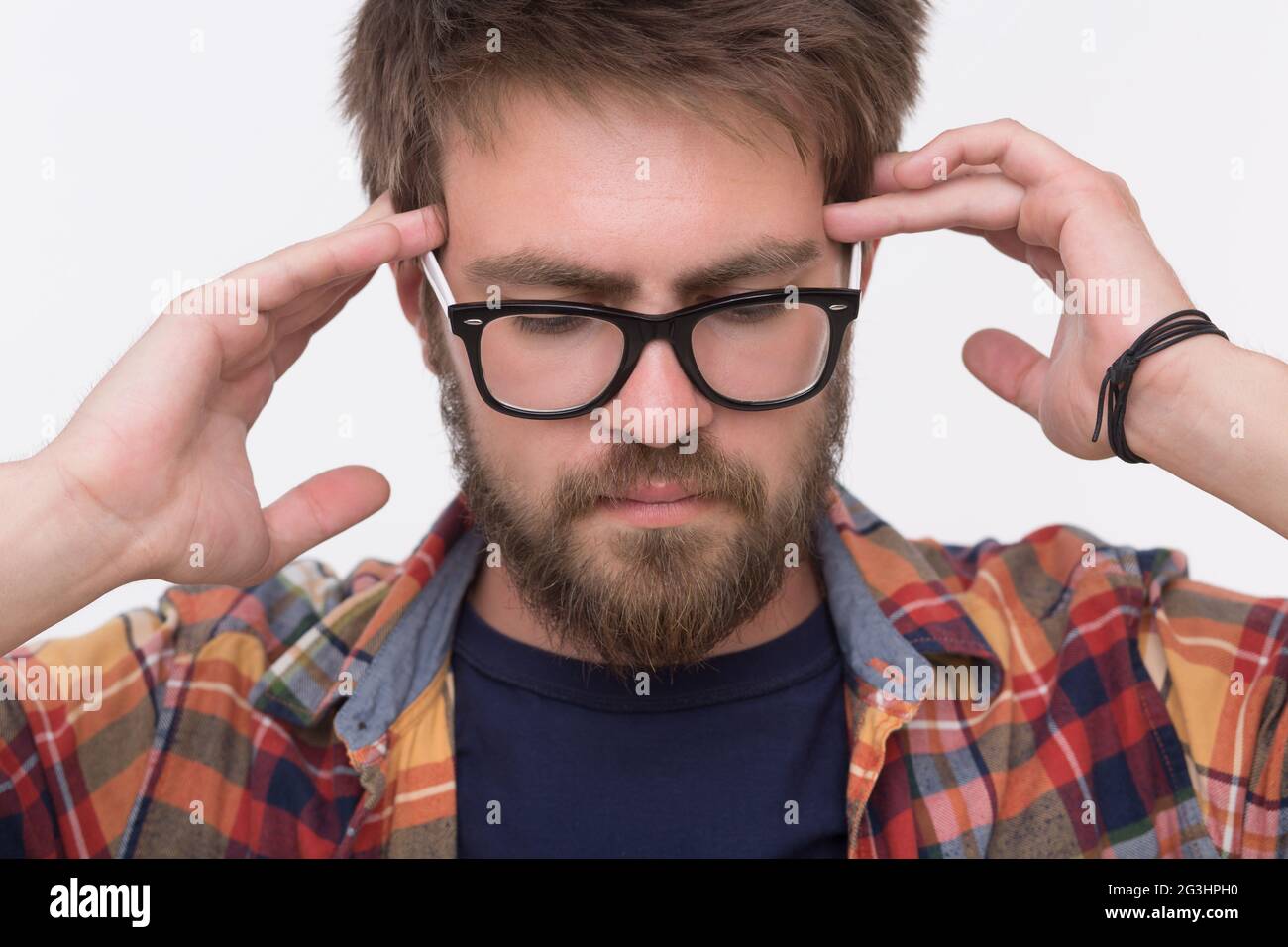 Thinking handsome bearded man hi-res stock photography and images - Alamy