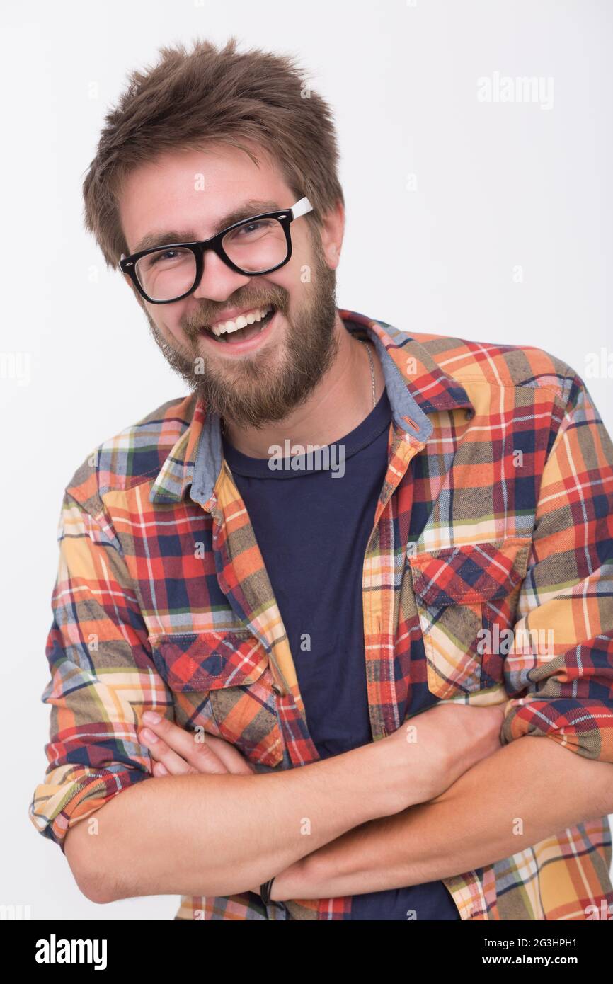 Laughing young bearded man hi-res stock photography and images - Alamy