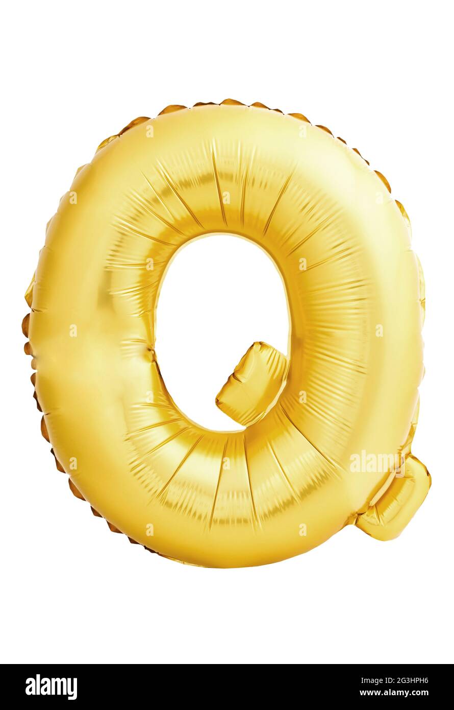 Letter Q made of inflatable balloon isolated on white background Stock Photo