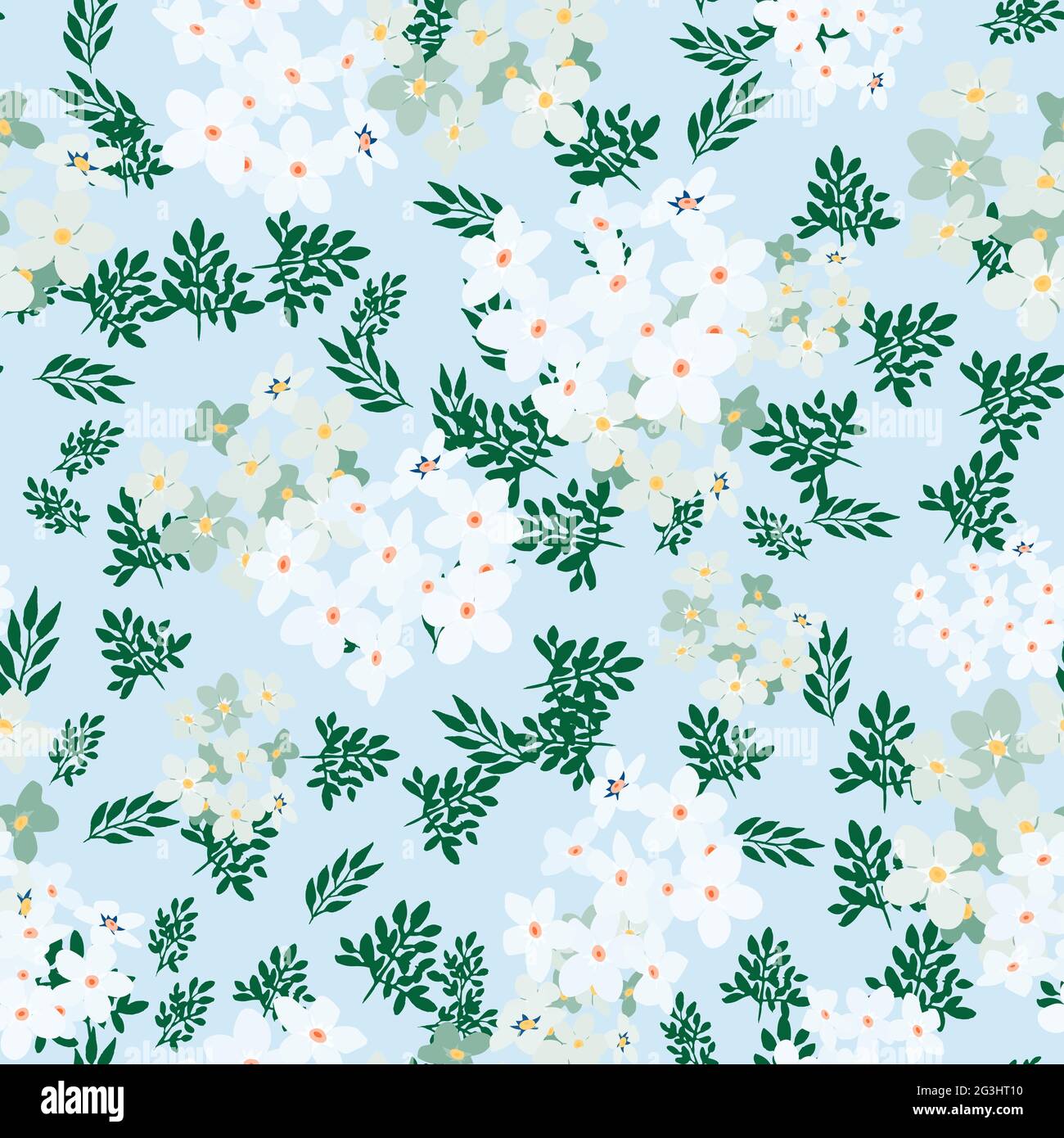 Elegant trendy ditsy floral texture vector repeating pattern comprising  beautiful vibrant flowers and leaves with white background Stock Vector  Image & Art - Alamy