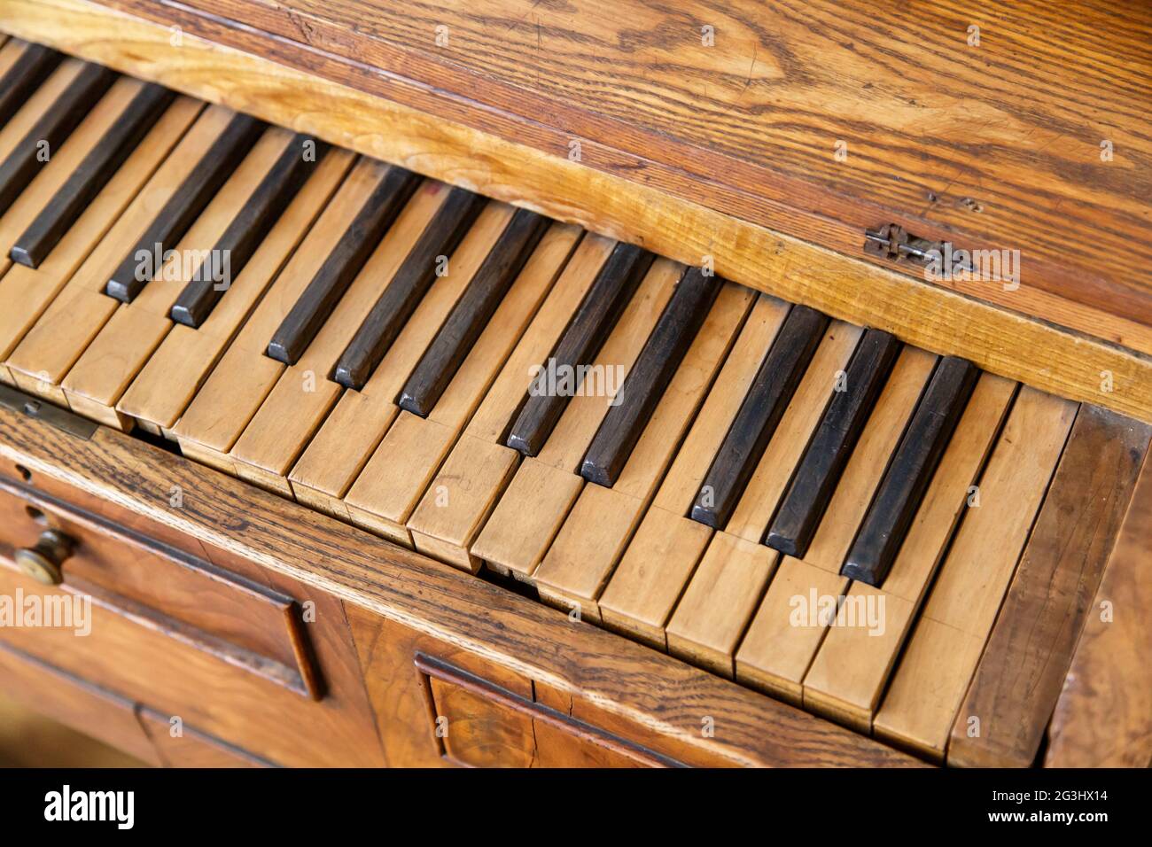 Wooden Old Piano Stock Photo Alamy