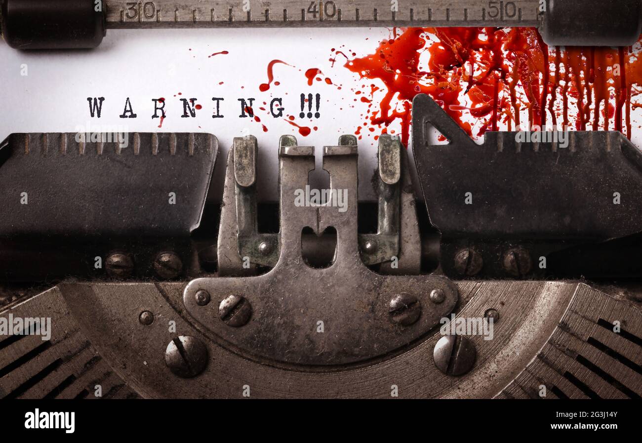 Bloody note - Vintage inscription made by old typewriter Stock Photo ...