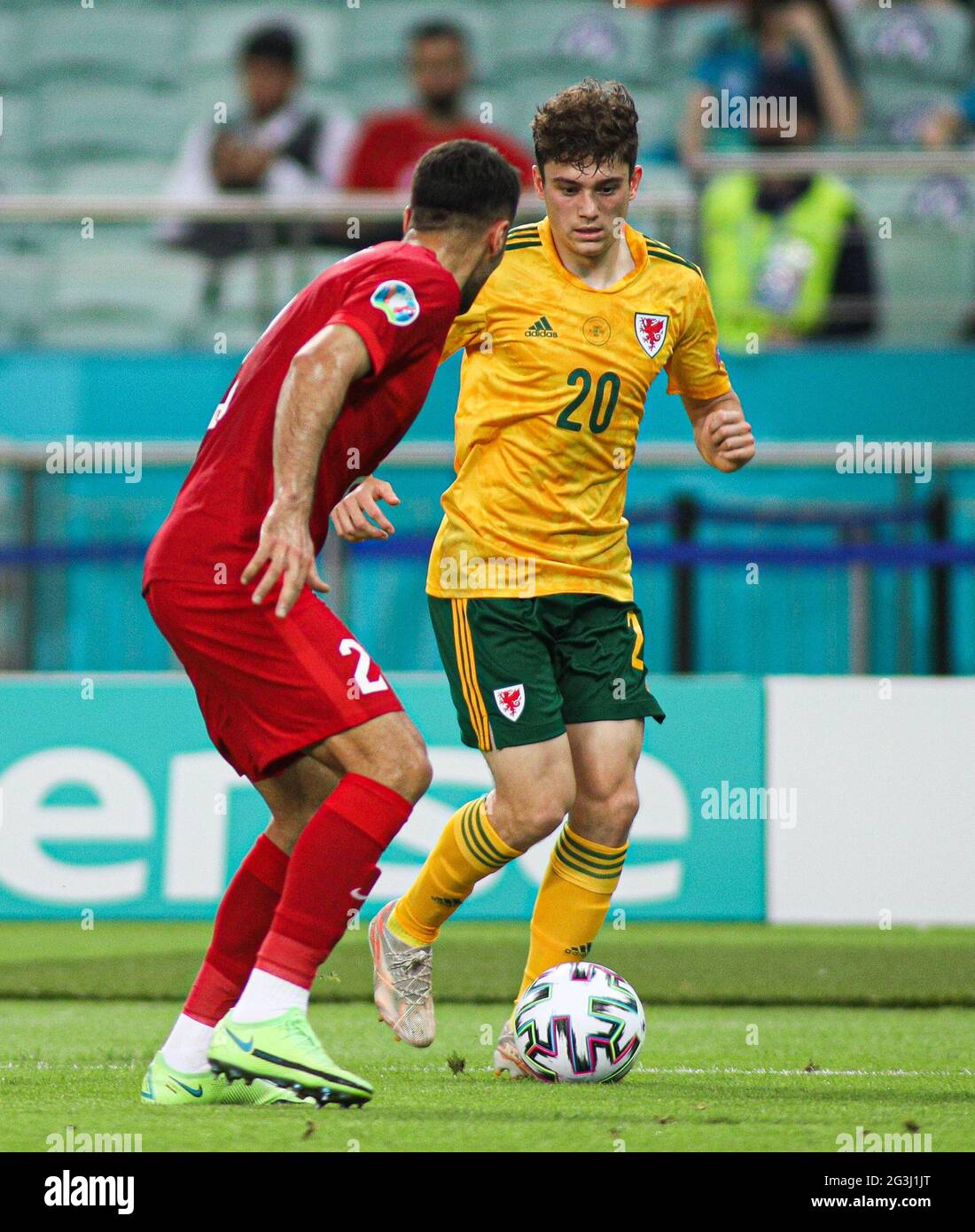 Daniel James of Wales during the UEFA Euro 2020 Group A match at the Baku Olympic Stadium in Azerbaijan. Picture date: Wednesday June 16, 2021. Stock Photo