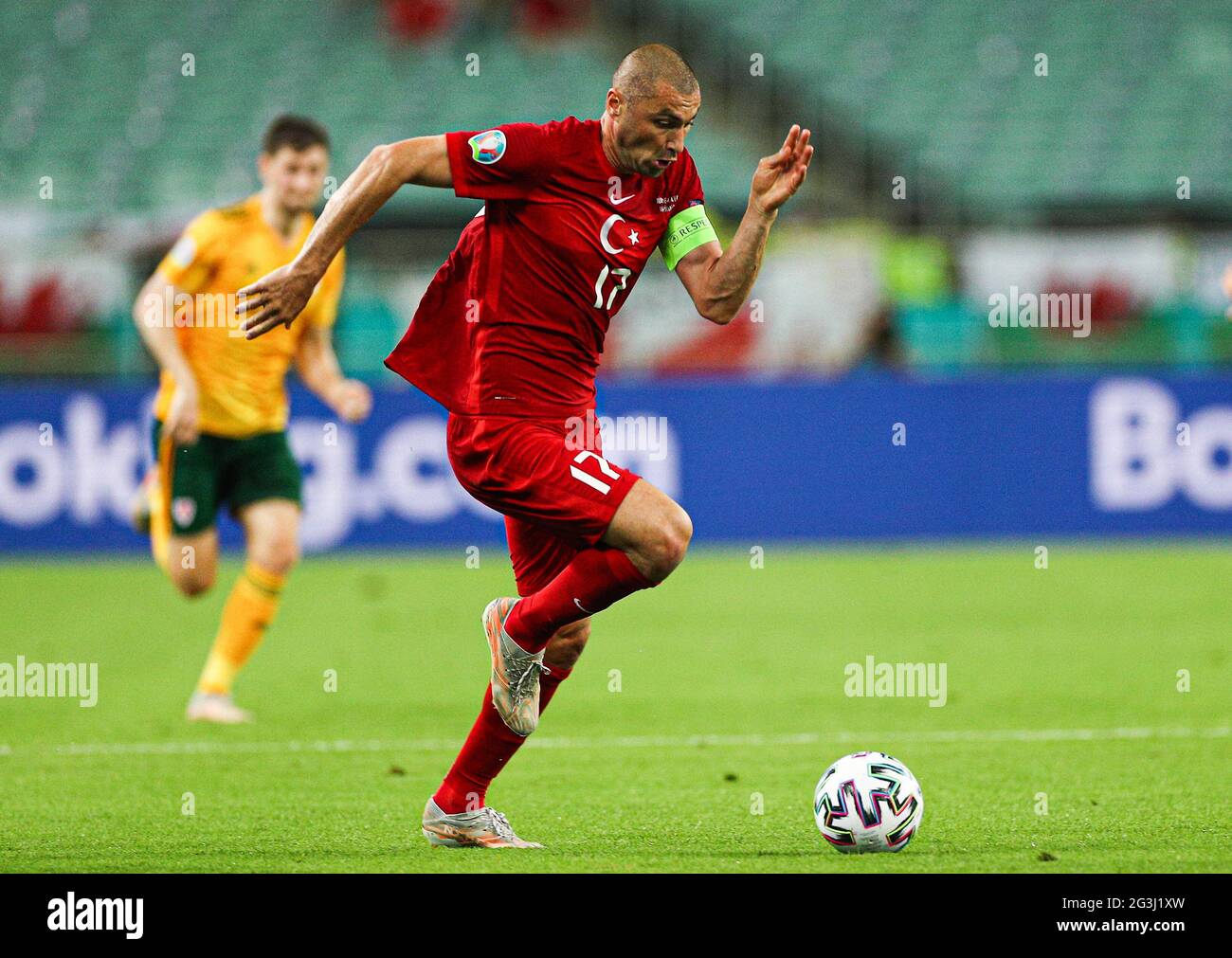 Burak Yilmaz of Turkey during the UEFA Euro 2020 Group A match at the Baku Olympic Stadium in Azerbaijan. Picture date: Wednesday June 16, 2021. Stock Photo