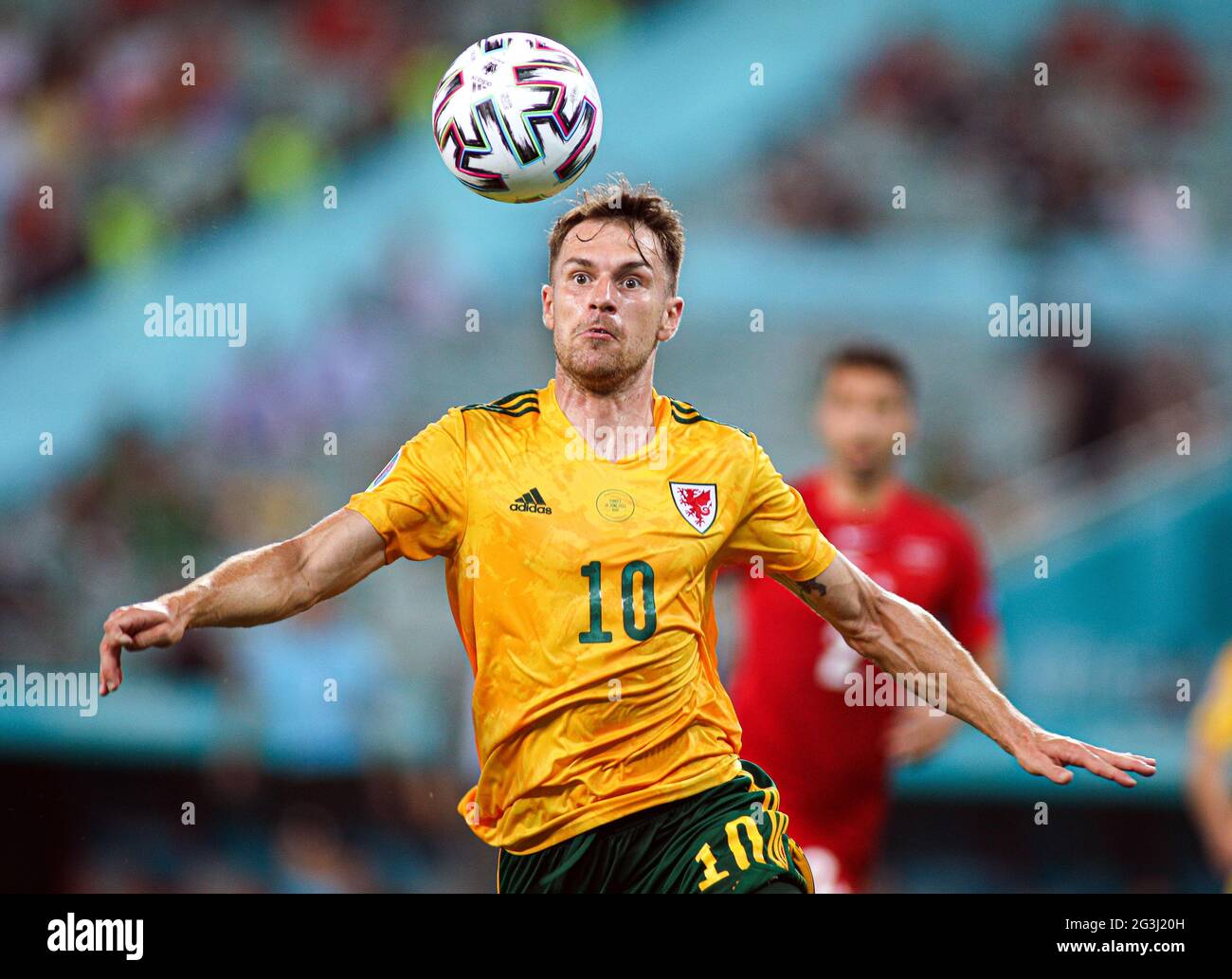 Wales' Aaron Ramsey during the UEFA Euro 2020 Group A match at the Baku Olympic Stadium in Azerbaijan. Picture date: Wednesday June 16, 2021. Stock Photo