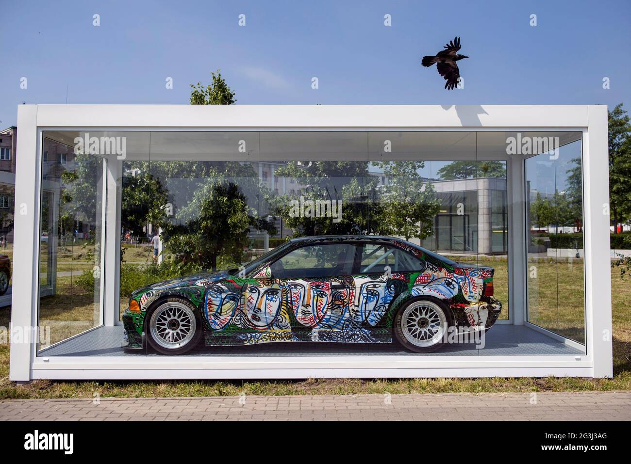 Warsaw, Poland. 16th June, 2021. The BMW M3 GTR painted by Sandro Chia seen during the exhibition.Four cars from the famous BMW Art Car collection are exhibited at the Vistula Boulevards (Bulwary Wislane). The authors of these unique works of art are Roy Lichtenstein, Andy Warhol, A. R. Penck and Sandro Chia. Credit: SOPA Images Limited/Alamy Live News Stock Photo