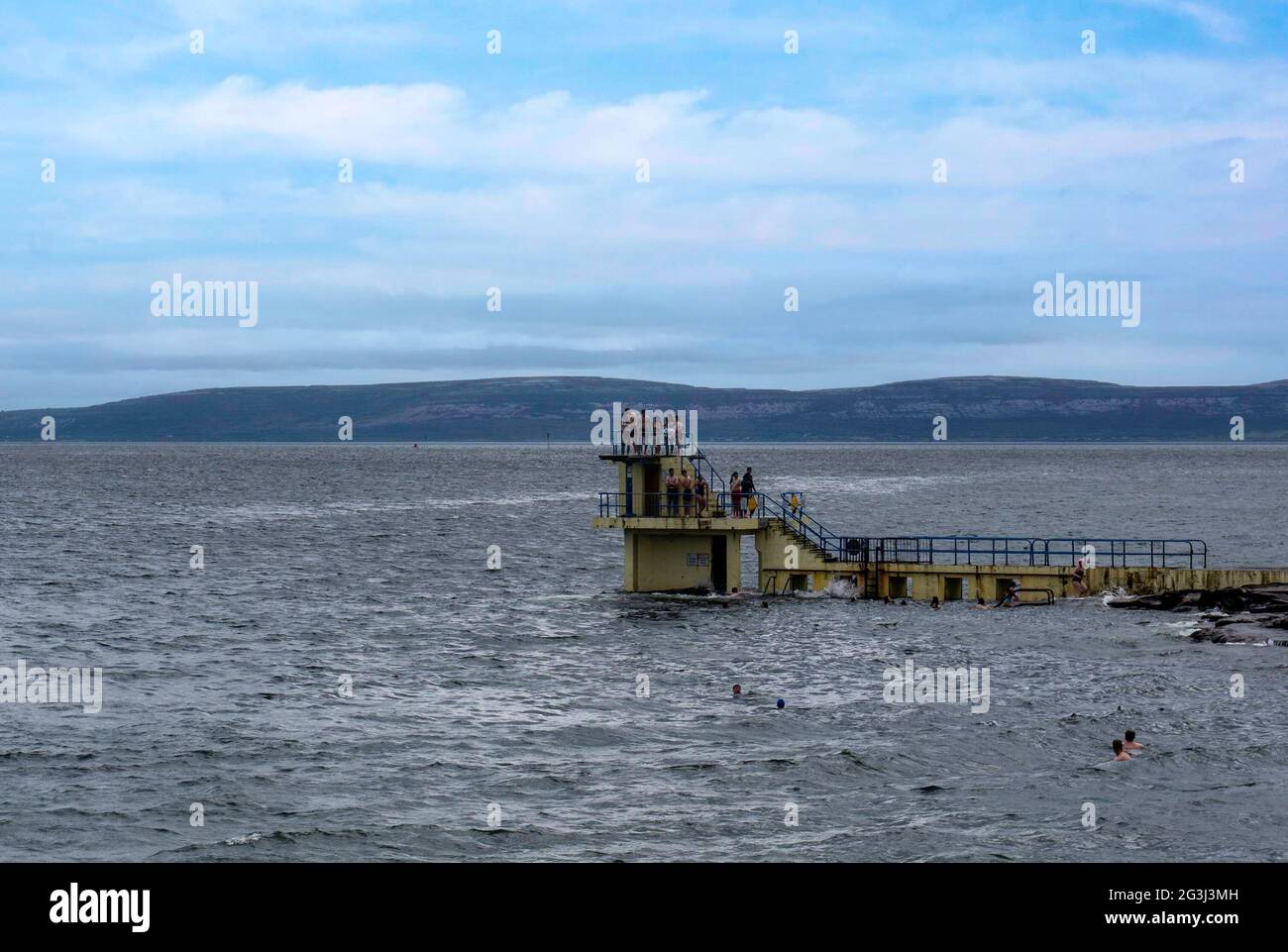 Blackrock Diving Tower on the Salthill promenade in Galway, Ireland, up to the 1970s it was a man only area. Stock Photo