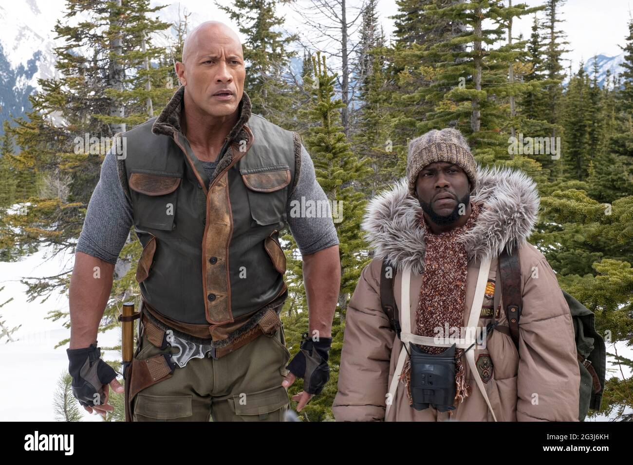 USA. Kevin Hart, Dwayne Johnson in ©Columbia Pictures new movie : Jumanji:  The Next Level (2019) . Plot: A team of friends return to Jumanji to rescue  one of their own but