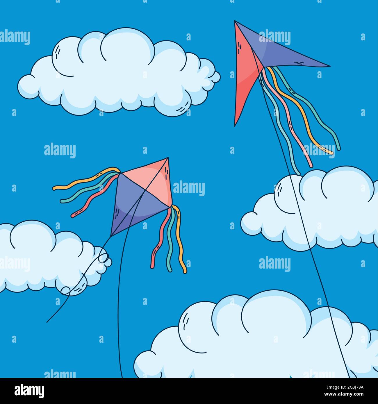 Kites Flying In The Sky Drawing