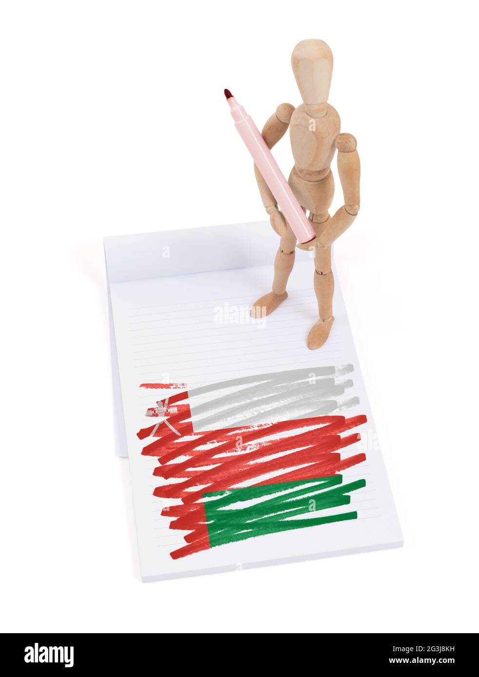 Wooden mannequin made a drawing Oman Stock Photo Alamy