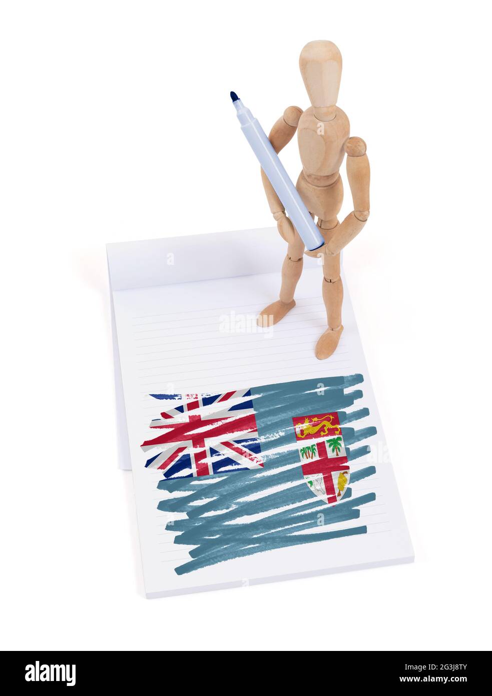 Wooden mannequin made a drawing Fiji Stock Photo Alamy