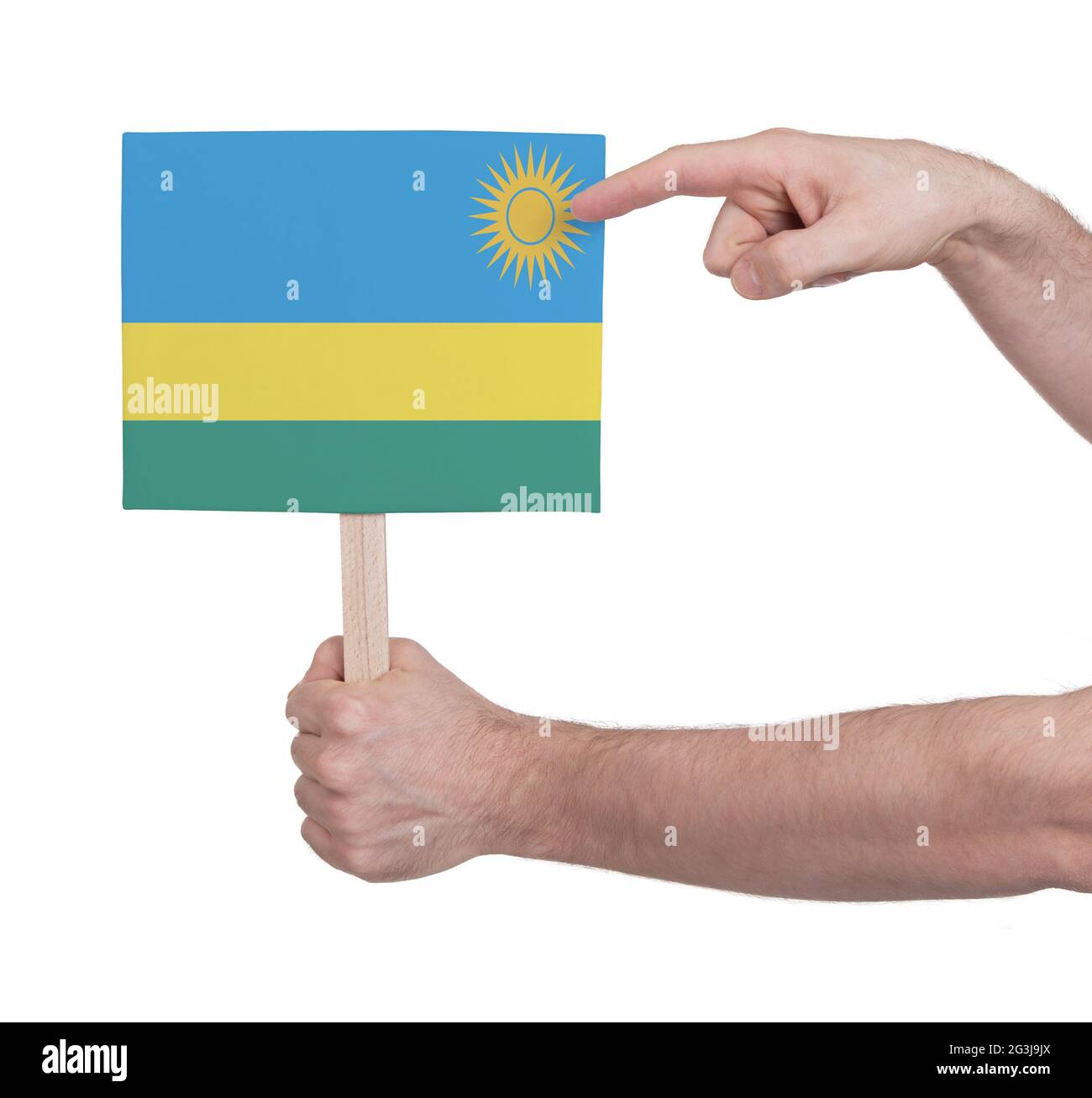Hand holding small card - Flag of Rwanda Stock Photo - Alamy