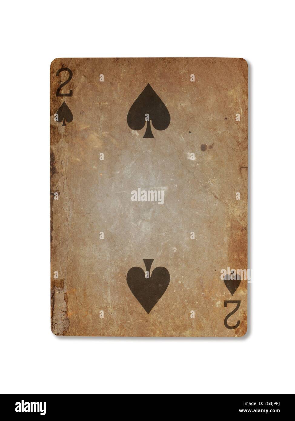 Very old playing card, two of spades Stock Photo Alamy