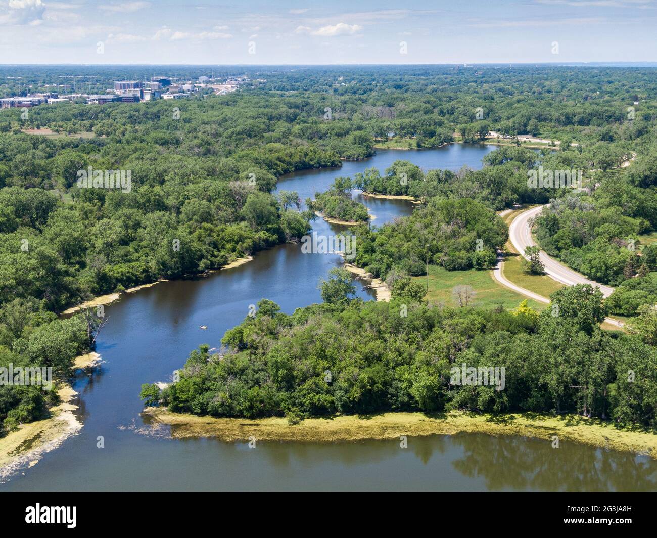 Aerial view of the Skokie Lagoons Stock Photo Alamy
