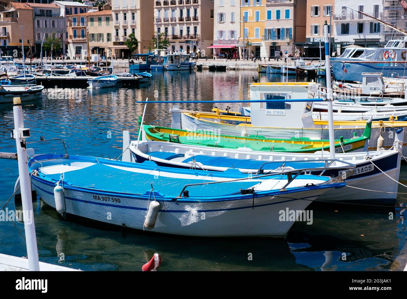 Boats in the harbour in La Ciotat, South of France Stock Photo