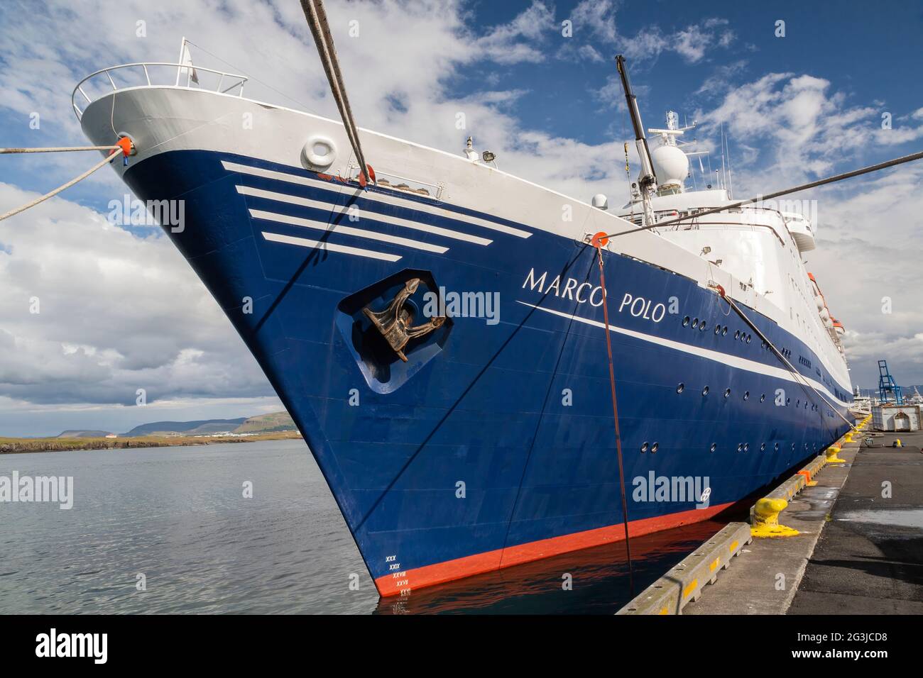 cruise ship Marco Polo, berthed at dock, Reykjavik, Iceland Stock Photo