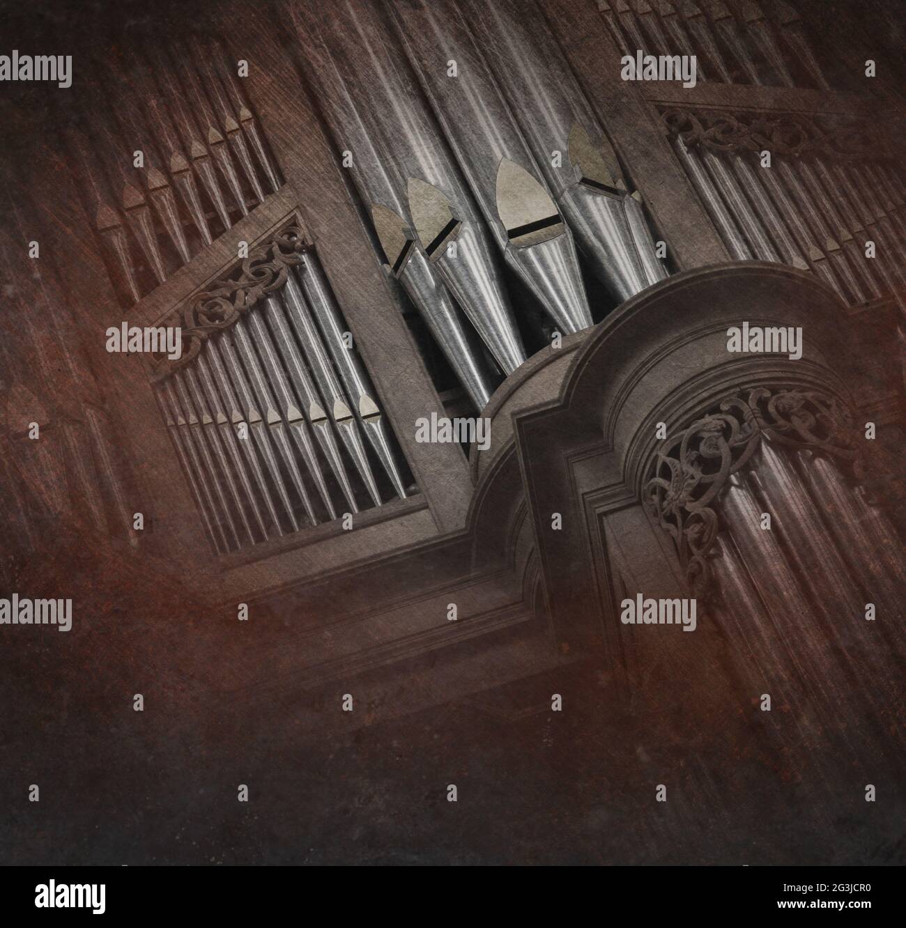 Creepy image of an old pipe organ Stock Photo - Alamy