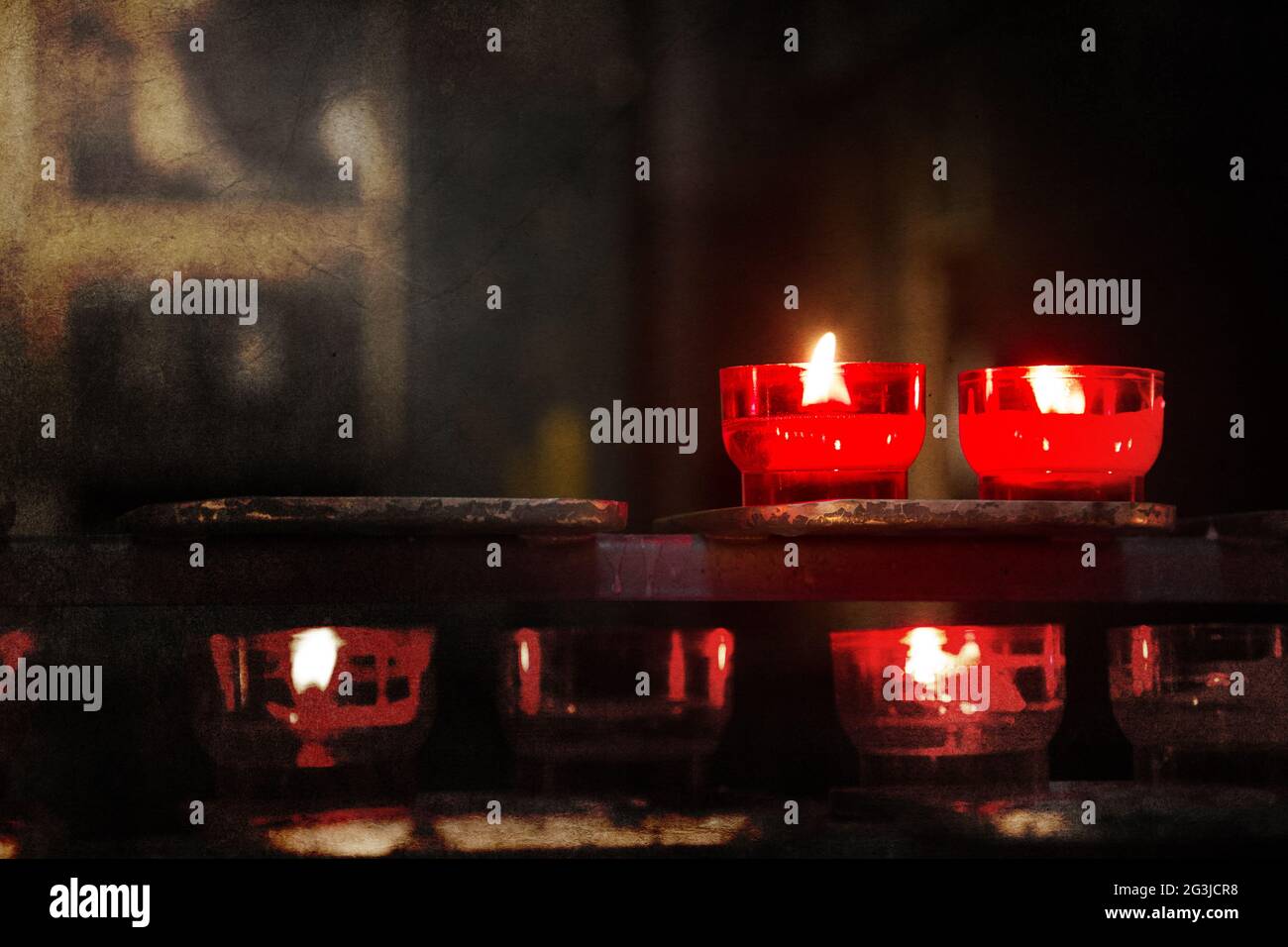 Candle burning in church Vintage dirty look Stock Photo Alamy