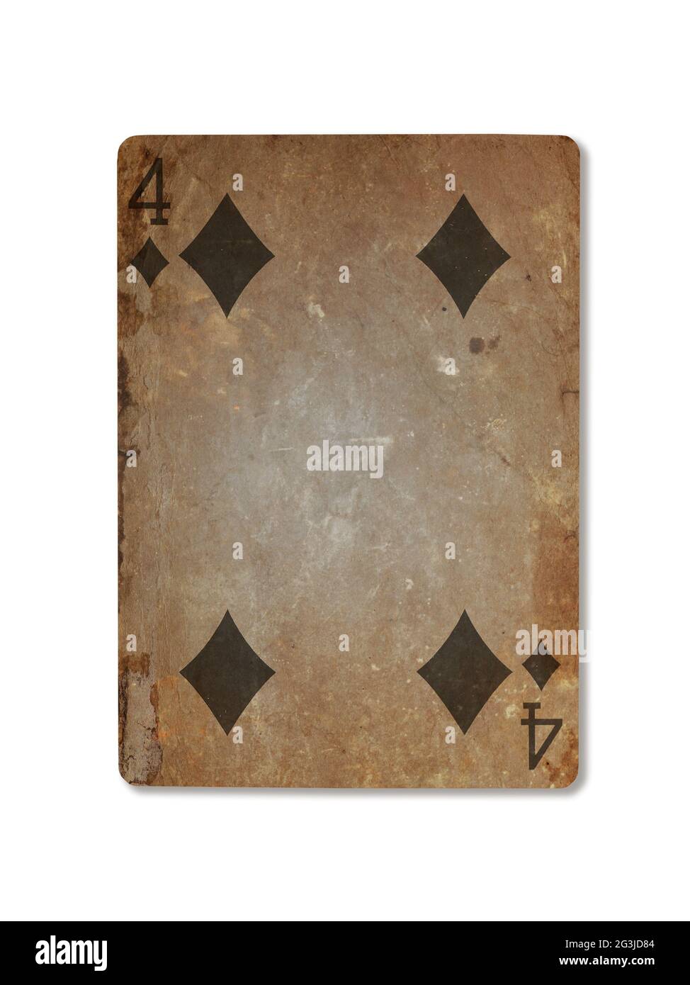 Very old playing card, four of diamonds Stock Photo Alamy