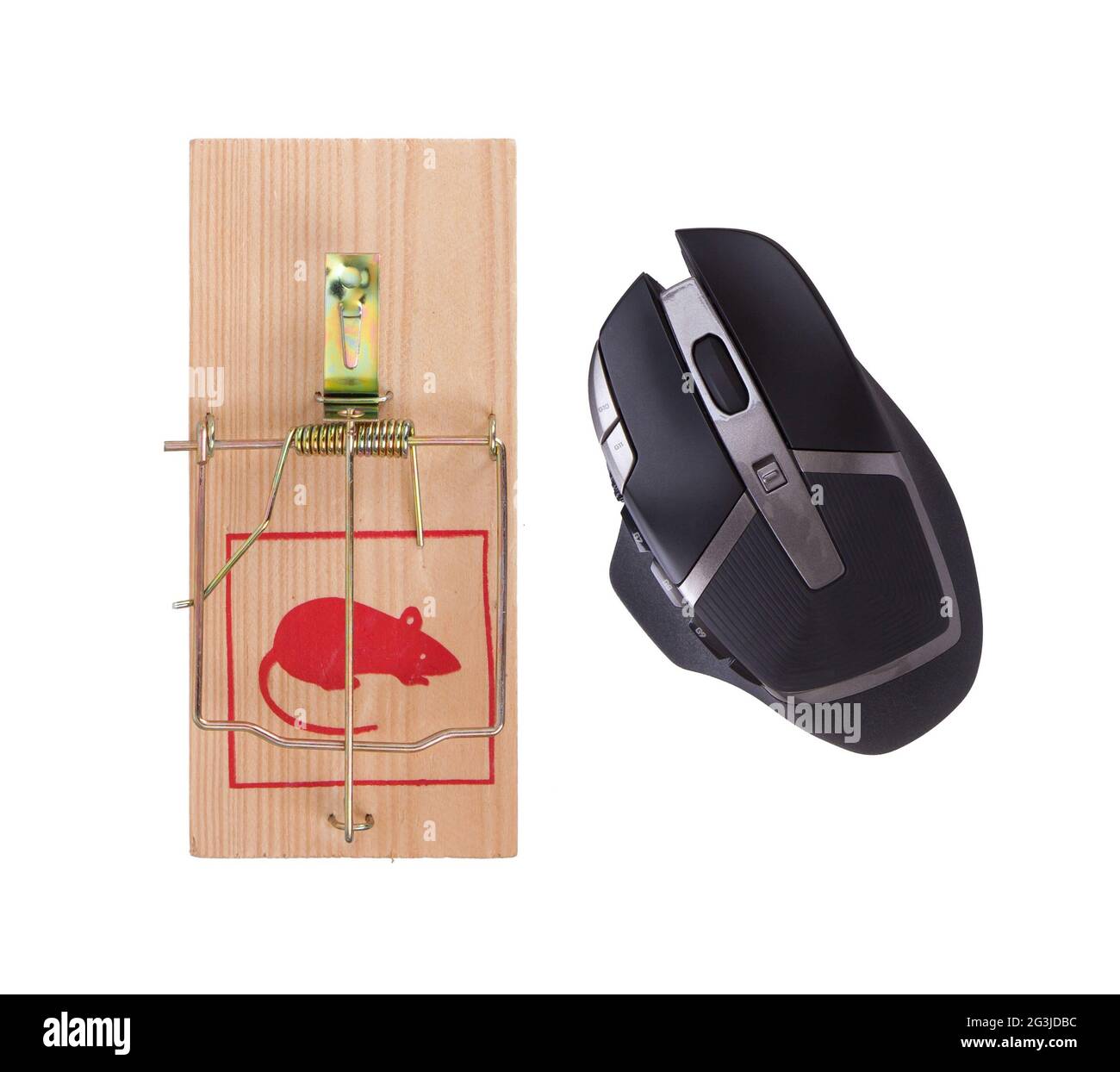 Modern computer mouse in a mousetrap Stock Photo Alamy
