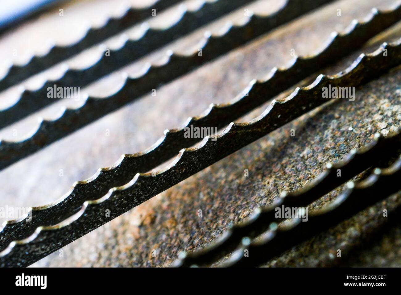 Closeup view of serrated blades, vintage tomatoes cutting tool, France