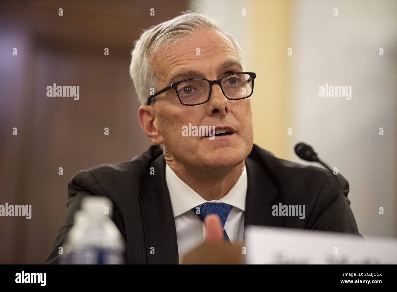 Washington, United States. 16th June, 2021. United States Secretary of Veterans Affairs Denis McDonough speaks during a Senate Committee on Veterans Affairs hearing on the Department of Veteran's Affairs budget for fiscal year 2022 in Washington, DC., on Wednesday, June 16, 2021. Photo by Bonnie Cash/UPI. Credit: UPI/Alamy Live News Stock Photo
