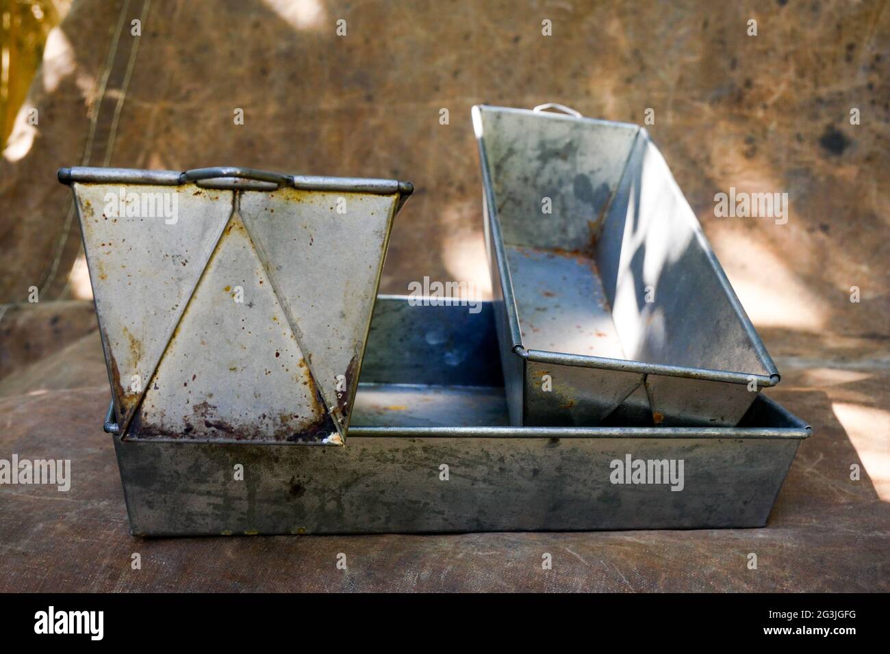 Vintage baking pans, France Stock Photo Alamy