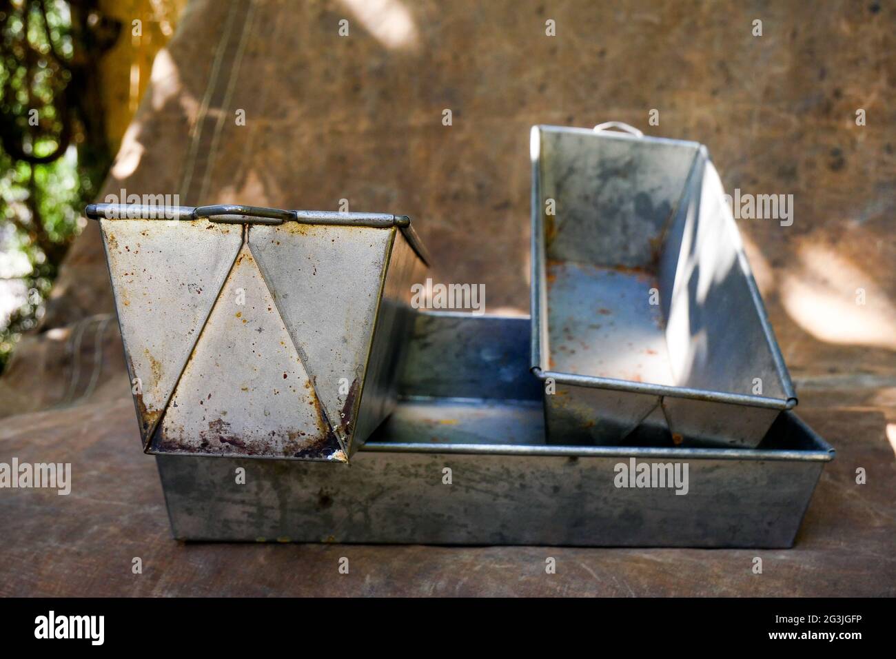 Vintage baking pans, France Stock Photo Alamy