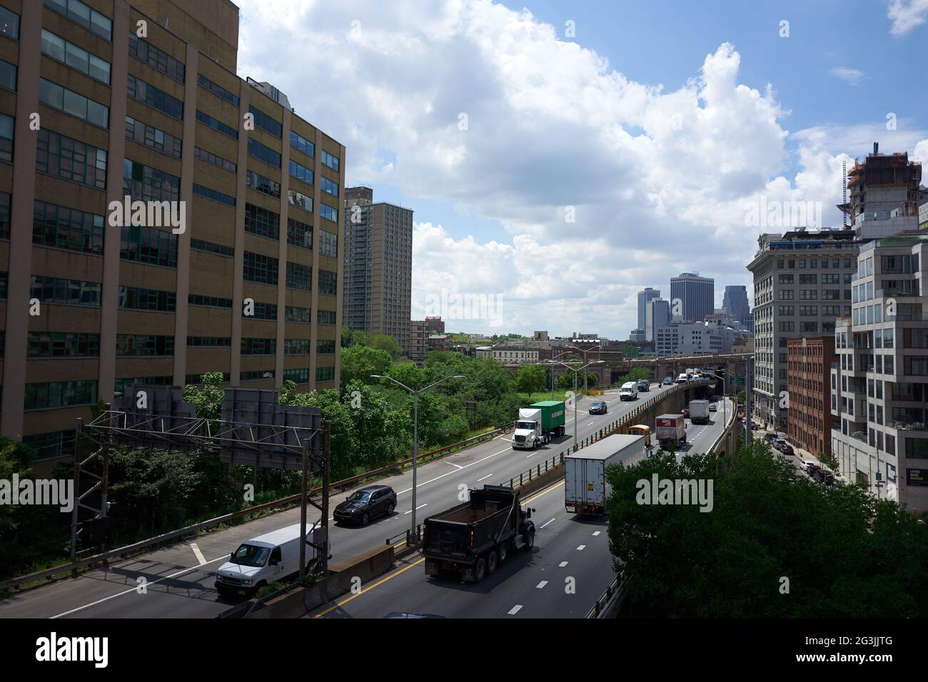 Brooklyn Queens Expressway aerial shot Stock Photo