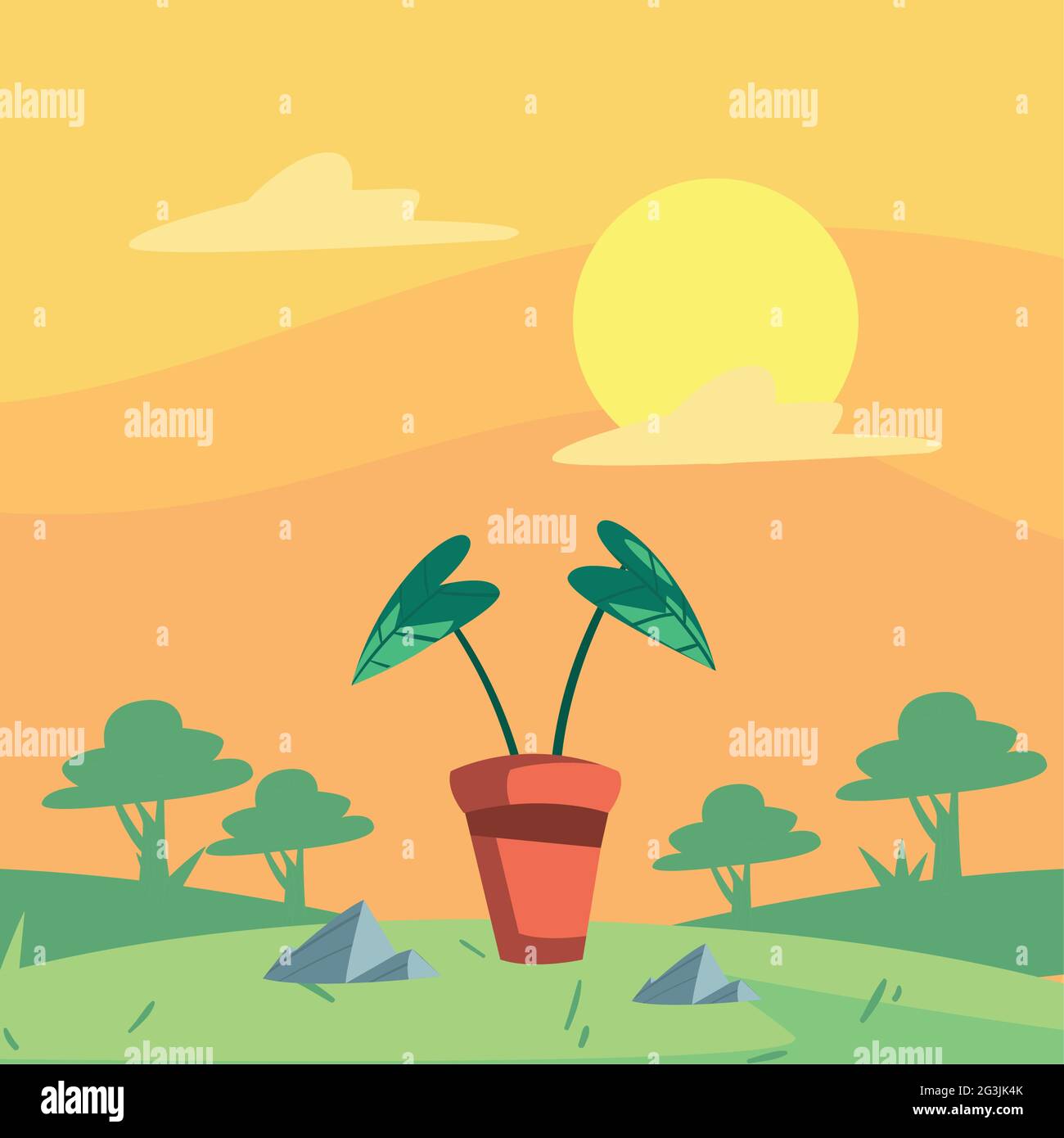 backyard with houseplant day scene Stock Vector Image & Art - Alamy