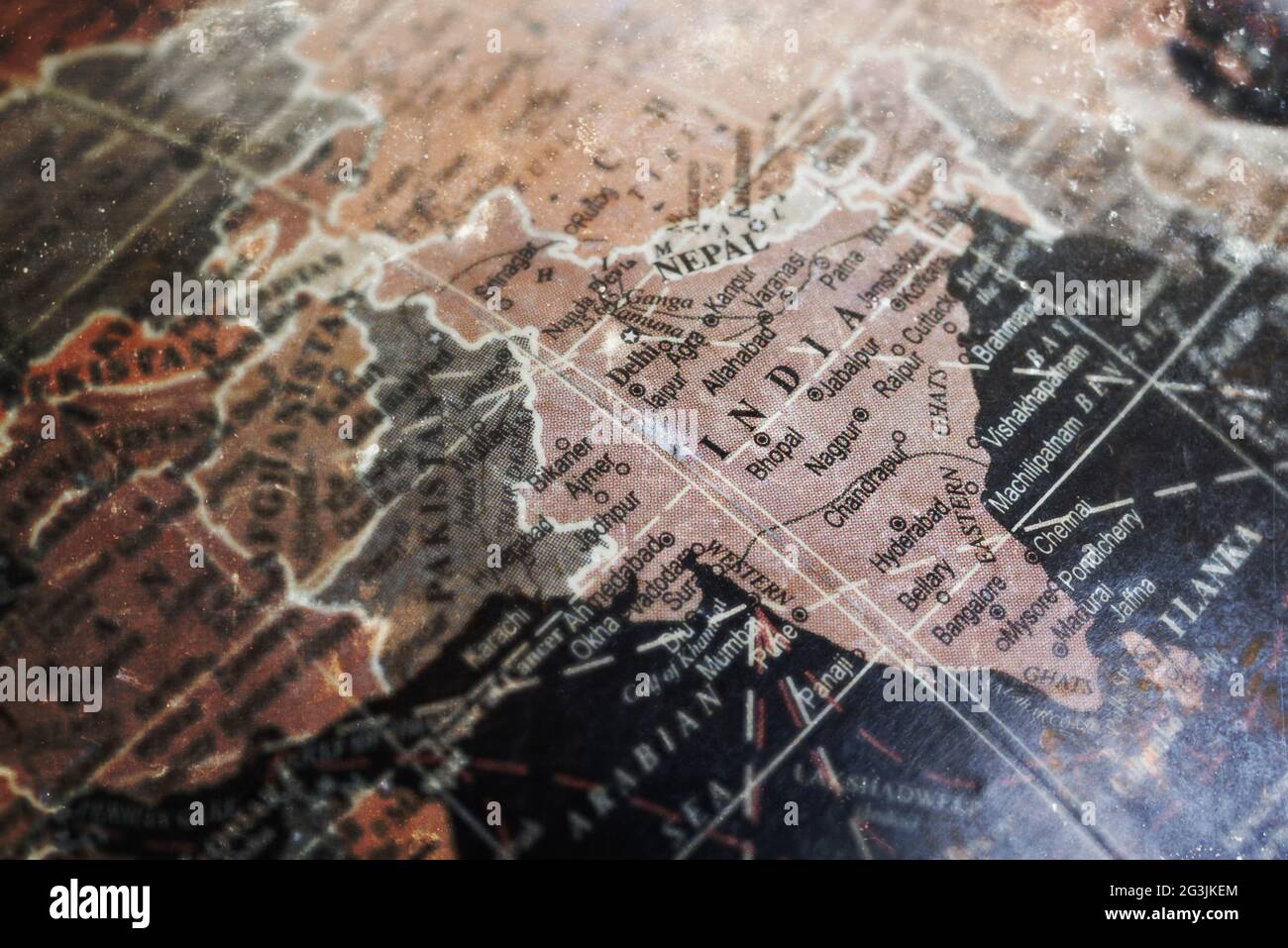 India map on vintage crack paper background Stock Photo