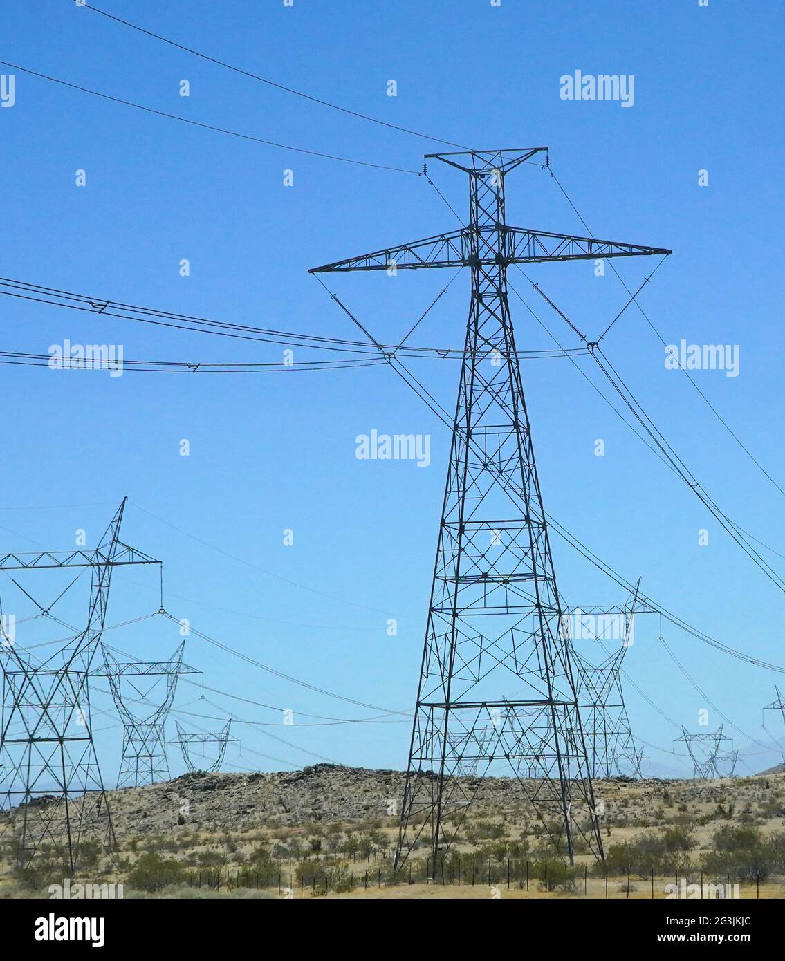High Voltage Electrical Lines, California. Friday, June 4, 2021 Photo by Jennifer Graylock
