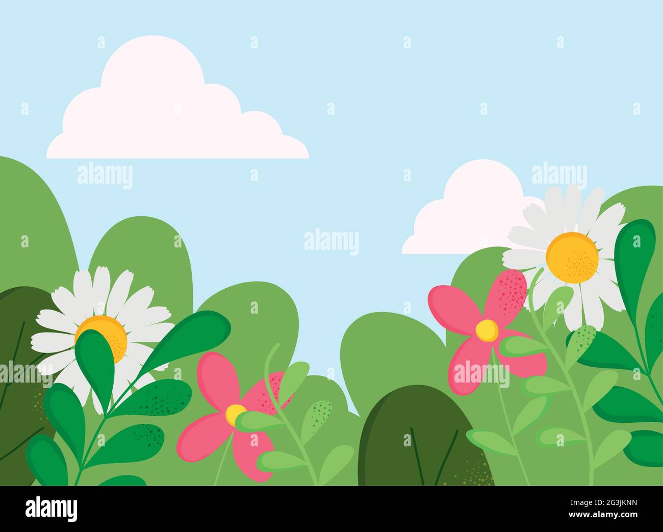 cute garden landscape nature scene Stock Vector Image & Art - Alamy