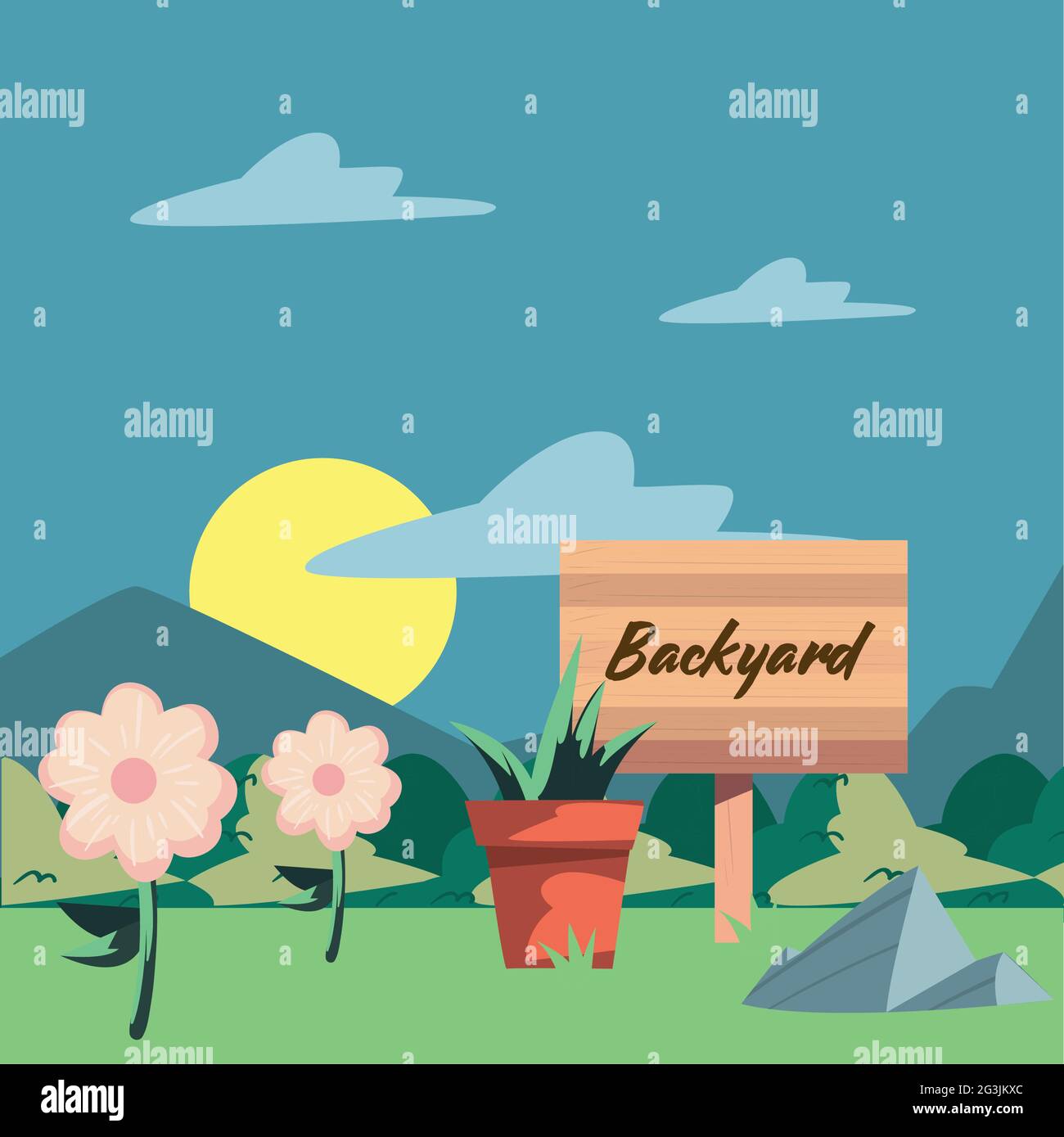 backyard label in field scene Stock Vector Image & Art - Alamy