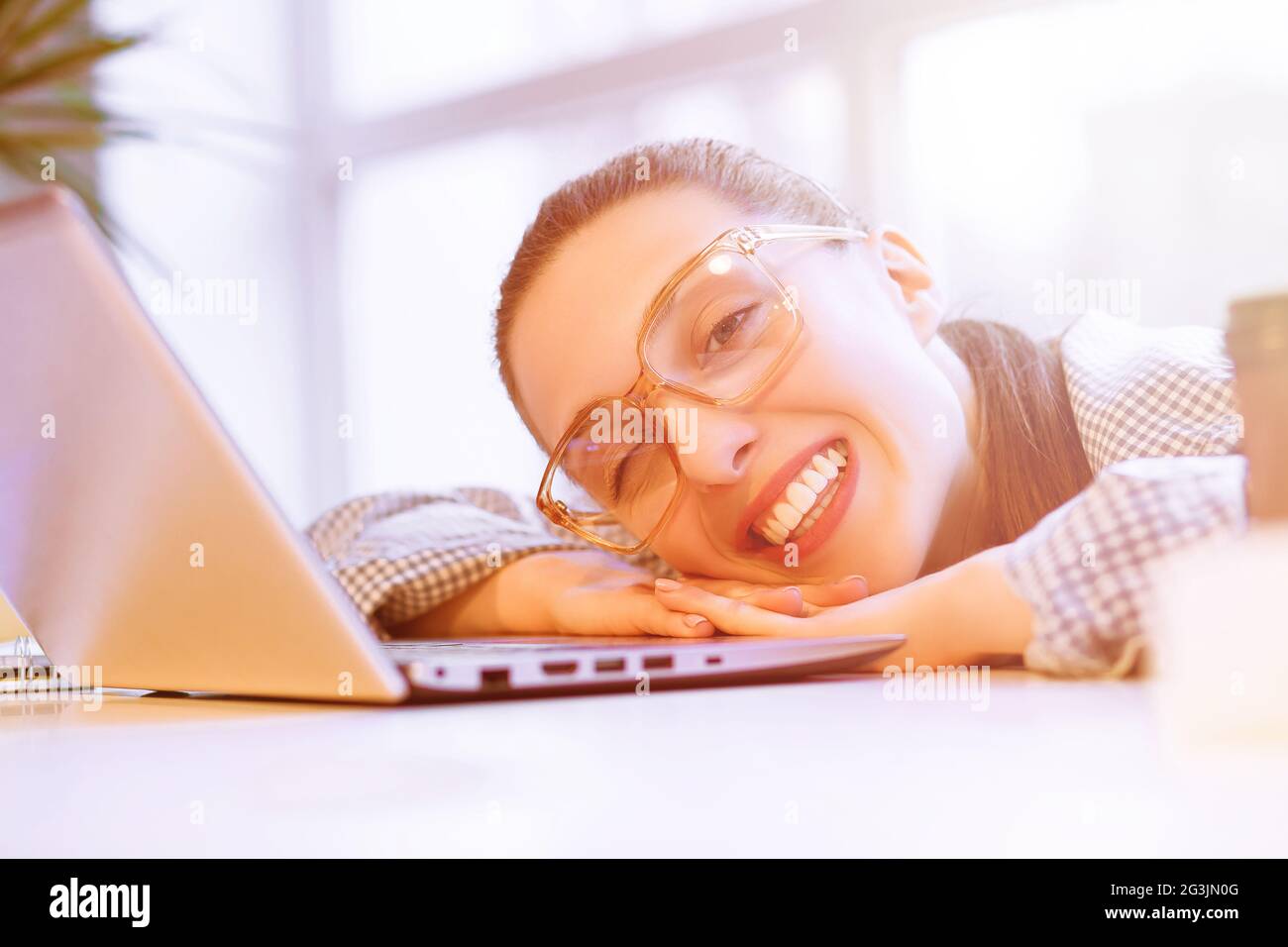 Freelance woman resting Stock Photo