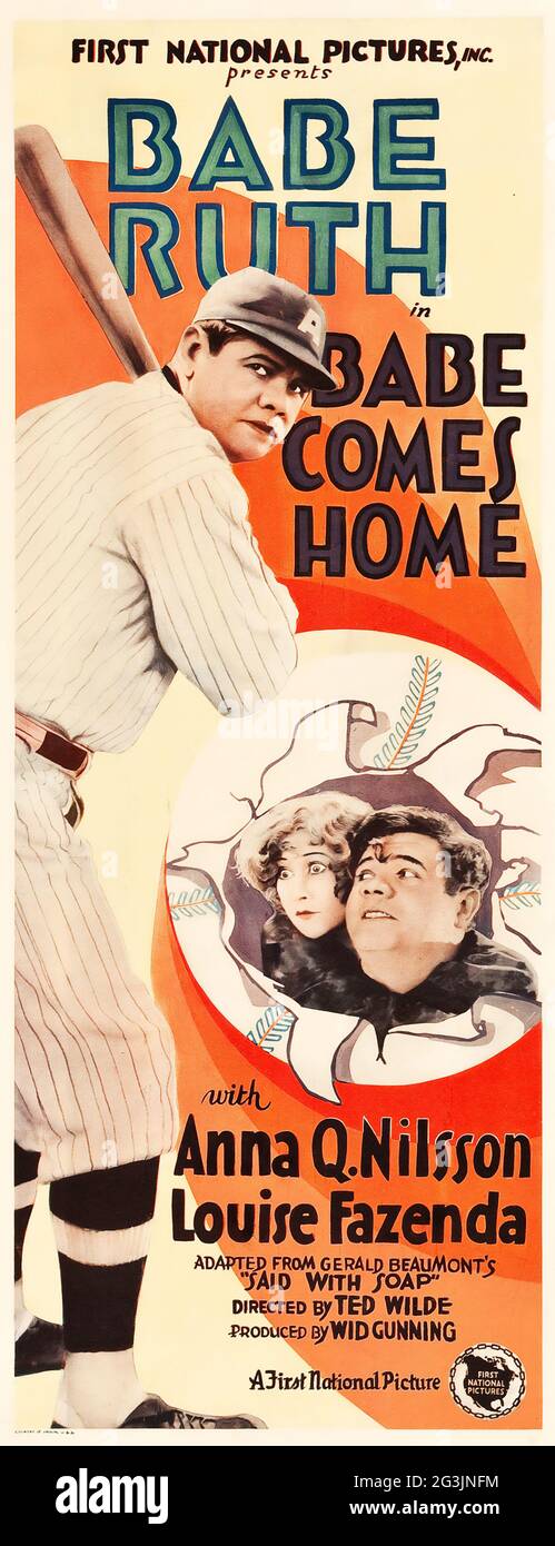 Babe Comes Home (First National, 1927), movie poster / advertisement feat. Babe Ruth and Anna Q Nilsson Stock Photo
