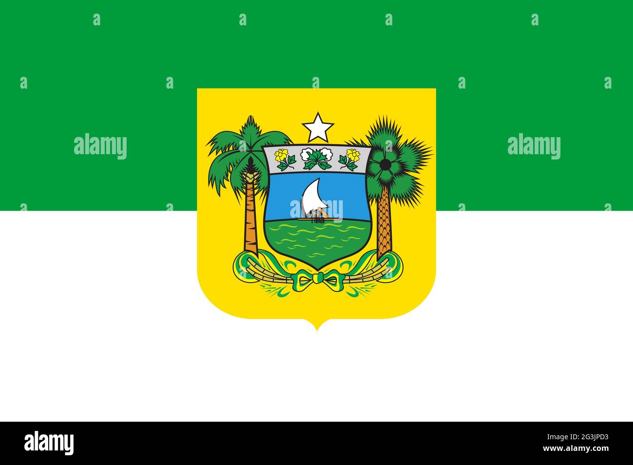 Official Large Flat Flag of Rio Grande do Norte Horizontal Stock Photo