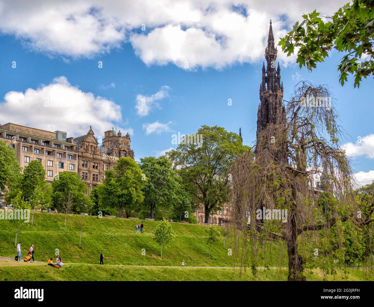 The Scott Monument  from Princes Street Gardens, Edinburgh, Scotland, UK. Stock Photo