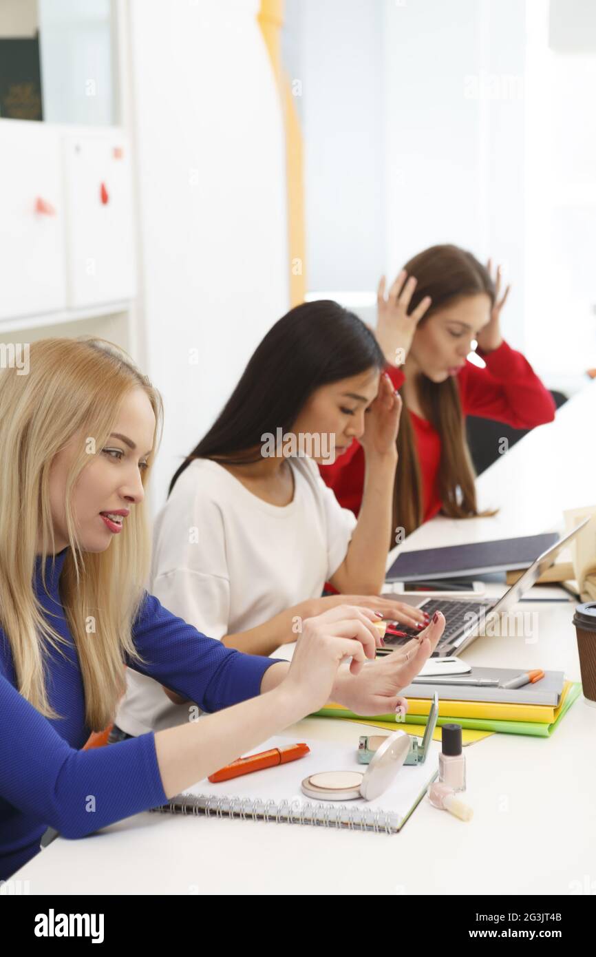 Student doing makeup Stock Photo